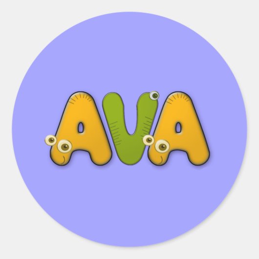 Tieralphabet Ava Runder Aufkleber (Vorderseite)