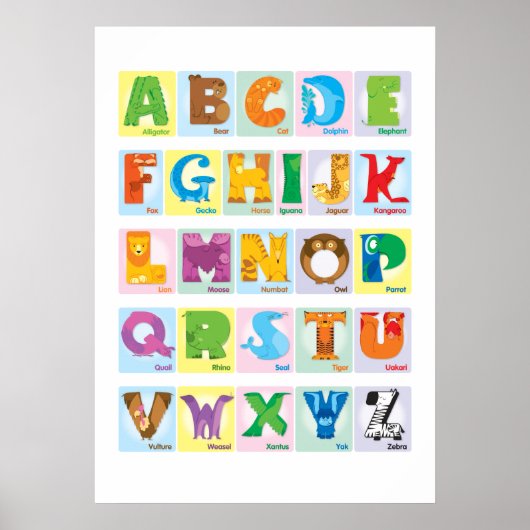 Tieralphabet - Quadrate Poster (Vorne)