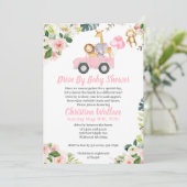 Tierantrieb mit Kinderdusche Einladungen für Mädch (Stehend Vorderseite)