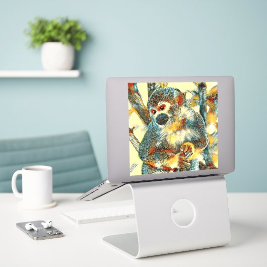 TierArt_Affe_003 Aufkleber (Laptop auf Schreibtisch)
