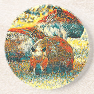TierArt_Capybara_004 Getränkeuntersetzer
