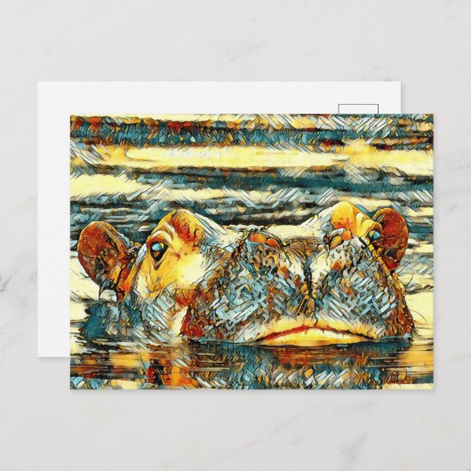 TierArt_Hippo_001 Postkarte (Vorne/Hinten)