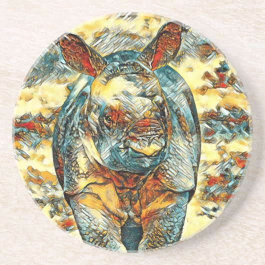 TierArt_Rhino_001 Getränkeuntersetzer (Vorne)