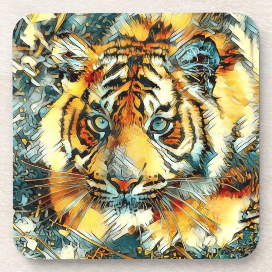 TierArt_Tiger_006 Getränkeuntersetzer (Vorderseite)