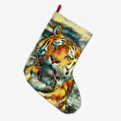 TierArt_Tiger_010 Großer Weihnachtsstrumpf (Vorderansicht (hängend))
