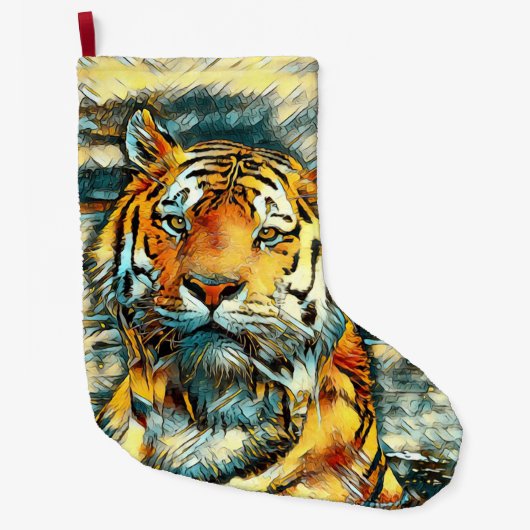 TierArt_Tiger_010 Großer Weihnachtsstrumpf (Vorderseite)