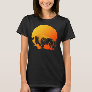 Tierart Wildtiere Retro Silhouette Bison Buf T-Shirt