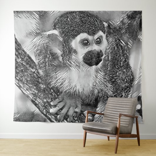 TierArtBW_Monkey_002 Wandteppich (Beispiel (Horizontal))