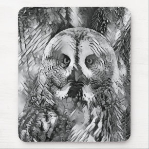 TierArtBW_Owl_001 Mousepad