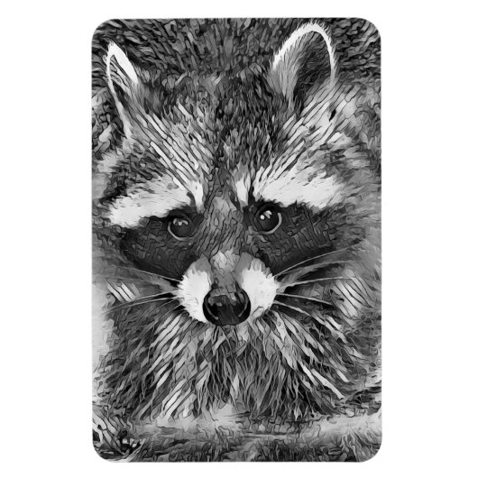 TierArtBW_Raccoon_006 Magnet (Vertikal)