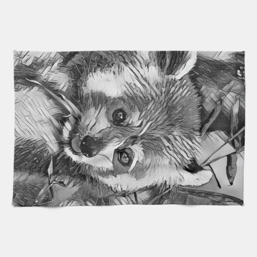 TierArtBW_RedPanda_003 Geschirrtuch (Horizontal)