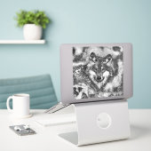 TierArtBW_Wolf_001 Aufkleber (Laptop auf Schreibtisch)