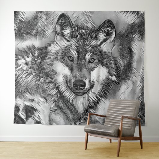 TierArtBW_Wolf_001 Wandteppich (Beispiel (Horizontal))