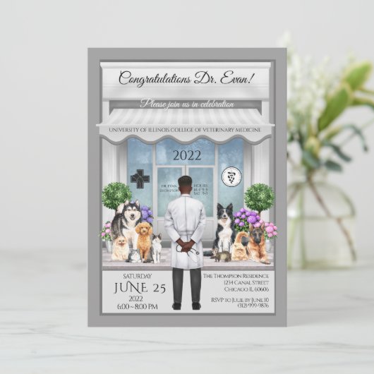 Tierarzneimittel Abschluss bei Männern Einladung (Stehend Vorderseite)