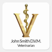 Tierarzneimittel Elegant Gold V Asclepius Quadratischer Aufkleber (Vorderseite)