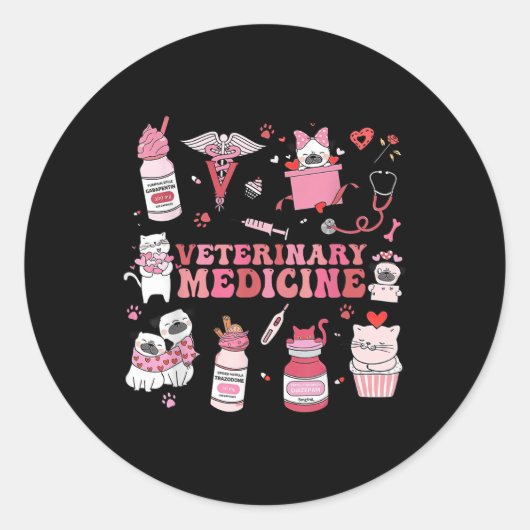 Tierarzneimittel Valentine Vet Tech Cat D Runder Aufkleber (Vorderseite)