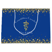 Tierarzt Abschluss Blau Gold Große Geschenktüte (Vorderseite)