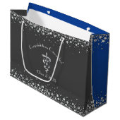 Tierarzt-Abschluss Grau Silber Große Geschenktüte (Vorderseite Schrägansicht)