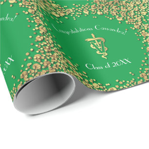 Tierarzt-Abschluss Grün Gold Geschenkpapier