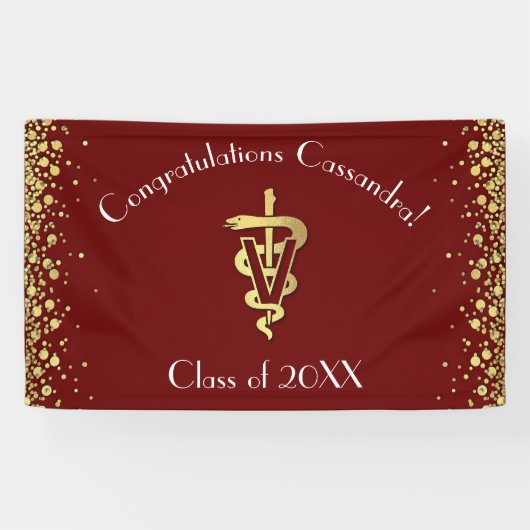 Tierarzt Abschluss Maroon Gold Banner (Horizontal)