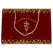 Tierarzt Abschluss Maroon Gold Große Geschenktüte (Vorderseite)