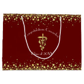 Tierarzt Abschluss Maroon Gold Große Geschenktüte (Rückseite)