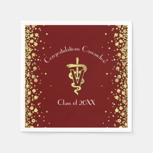 Tierarzt Abschluss Maroon Gold Serviette