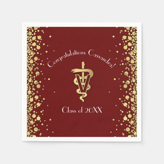 Tierarzt Abschluss Maroon Gold Serviette (Vorderseite)