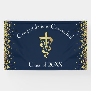 Tierarzt Abschluss Navy Blau Gold Banner