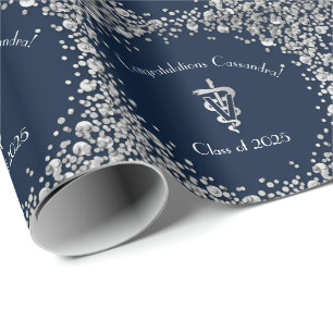 Tierarzt Abschluss Navy Blau Silber Geschenkpapier