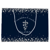 Tierarzt Abschluss Navy Blau Silber Große Geschenktüte (Rückseite)