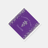 Tierarzt-Abschluss Purpur Silber Serviette (Ecke)