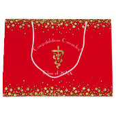 Tierarzt-Abschluss Rot Gold Große Geschenktüte (Vorderseite)