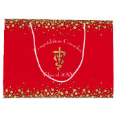Tierarzt-Abschluss Rot Gold Große Geschenktüte (Rückseite)