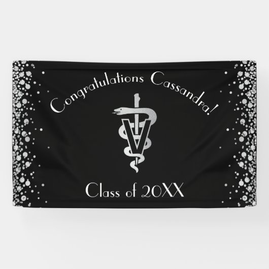 Tierarzt Abschluss Schwarz Silber Banner (Horizontal)