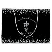 Tierarzt-Abschluss Schwarz Silber Große Geschenktüte (Rückseite)