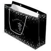 Tierarzt-Abschluss Schwarz Silber Große Geschenktüte (Vorderseite Schrägansicht)