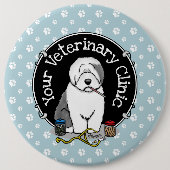 Tierarzt Alt Englisch Schafhund Grau 1 Niedlicher Button (Vorderseite)