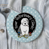 Tierarzt Alt Englisch Schafhund Grau 1 Niedlicher Button (Beispiel)