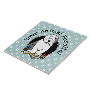 Tierarzt Alt Englisch Schafhund Grau 1 Niedlicher Fliese
