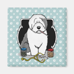 Tierarzt Alt Englisch Schafhund Grau 1 Niedlicher Magnet