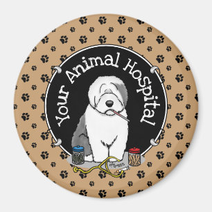 Tierarzt Alt Englisch Schafhund Grau 1 Niedlicher Magnet