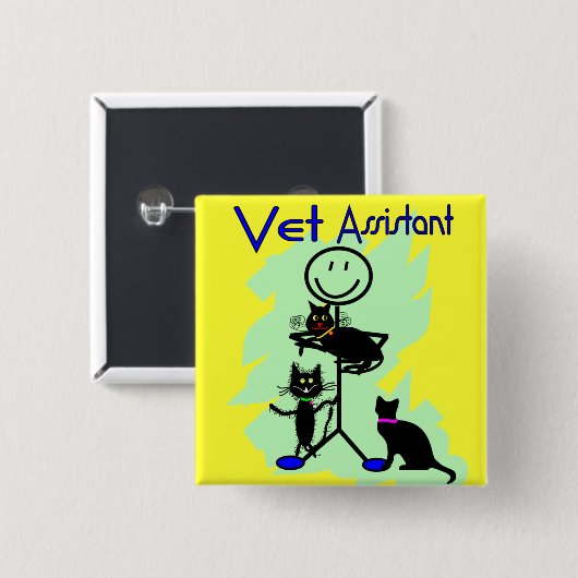 Tierarzt-behilfliche Stock-Person mit schwarzen Button (Vorne & Hinten)