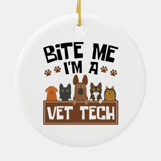 Tierarzt Bite Me Ich bin Tierärztin Keramik Ornament (Hinten)