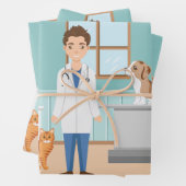 Tierarzt Blauer tierischer Typ Tierarzt Geschenkpapier Set (Beispiel)