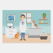 Tierarzt Blauer tierischer Typ Tierarzt Geschenkpapier Set (Vorderseite)