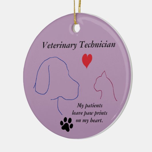Tierarzt - Drucke auf meinem Herz #2 Lila Keramik Ornament (Links)