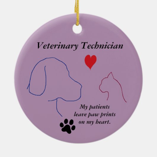 Tierarzt - Drucke auf meinem Herz #2 Lila Keramik Ornament (Hinten)