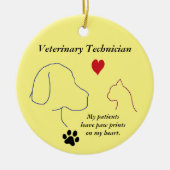 Tierarzt - Drucke auf meinem Herzen 2-gelb Keramik Ornament (Vorne)