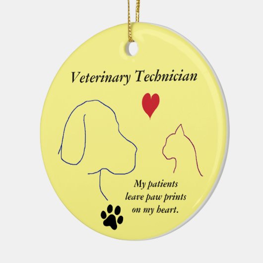 Tierarzt - Drucke auf meinem Herzen 2-gelb Keramik Ornament (Links)